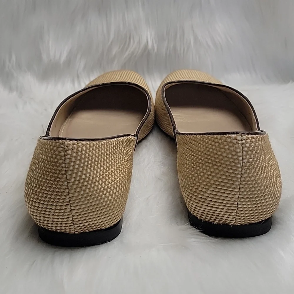TALBOTS Gold Cream Metallic Tweed‎ Woven Square Toe Preppy Office Ballet Flats 6